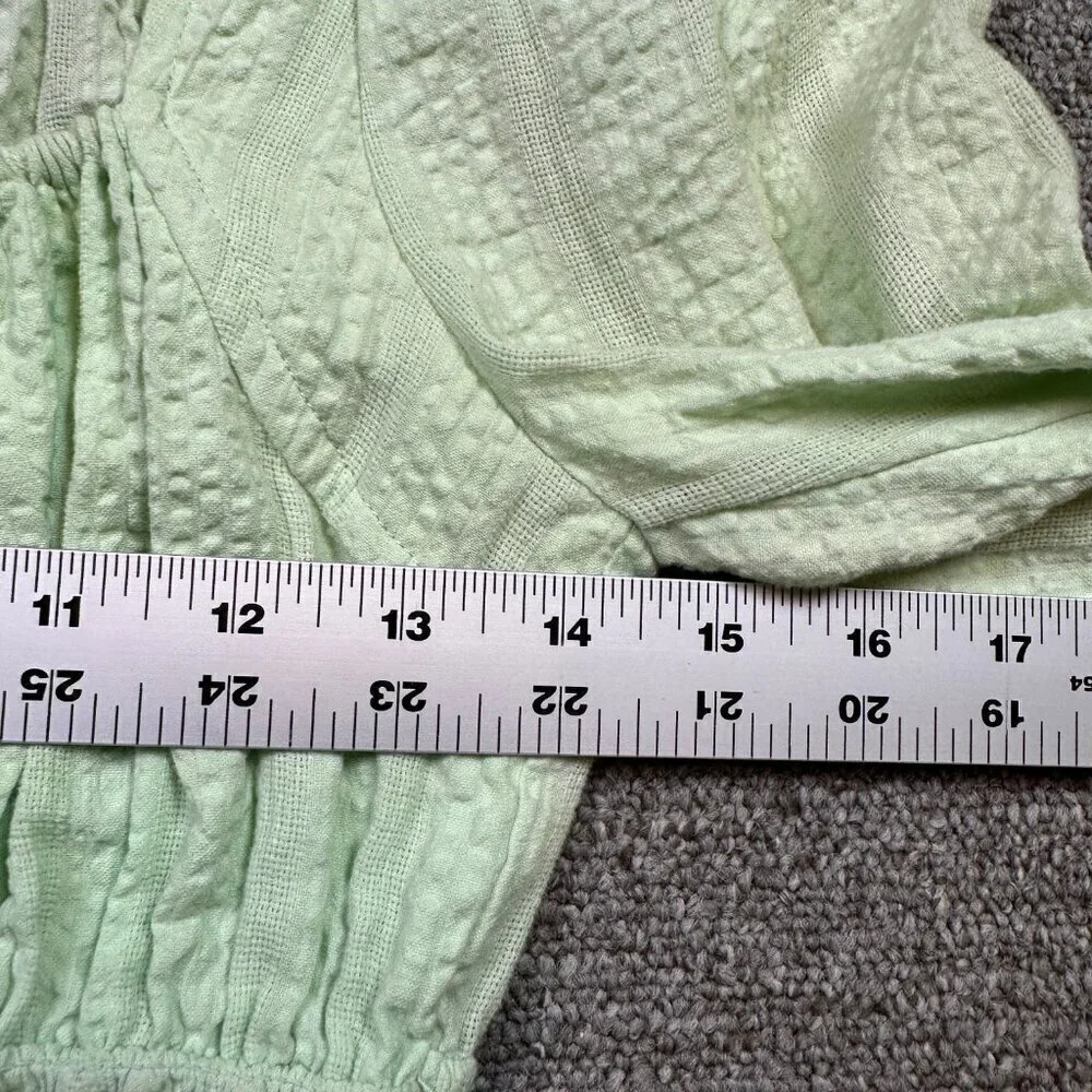 Free People Lolita Peasant Top Neon Pastel Green 100% Cotton Women's X-Small